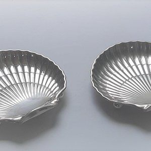 VTG BIRKS Silver PLATE SHELL SHAPED FOOTED CANDY DISH Vanity Tray 2 Available